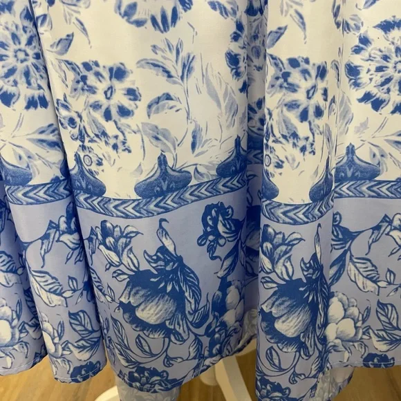 🥳SUMMER🥳 MALDILA BLUE/White Boho Midi Dress, Size L - Picture 2 of 9
